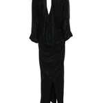 Abito lungo con finitura satinata in nero Remain - donna 