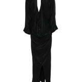 Abito lungo con finitura satinata in nero Remain - donna 