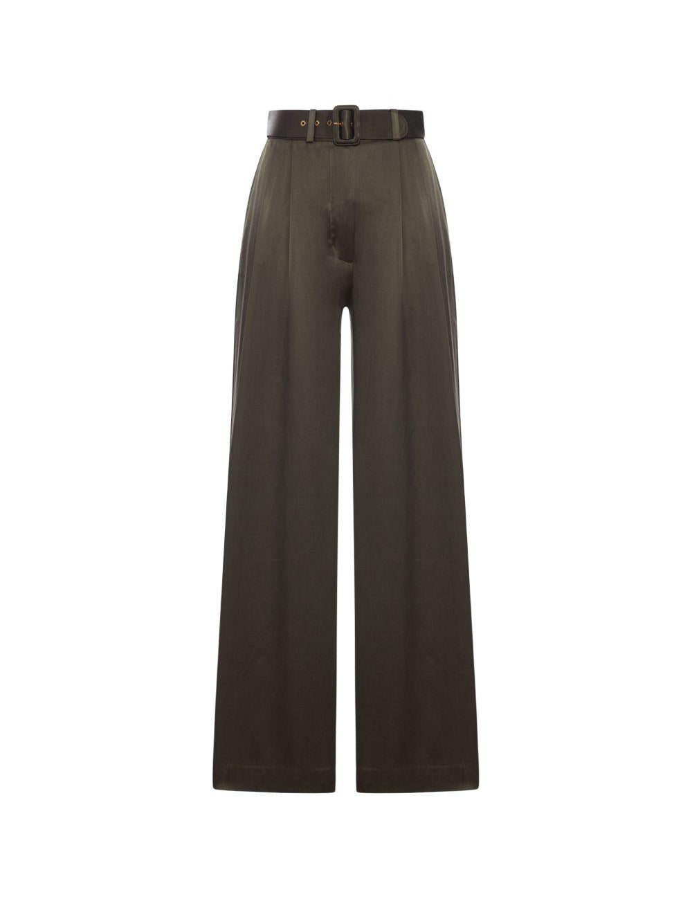 PANTALONI A GAMBA AMPIA CON CINTURA in verde oliva Zimmermann - donna 