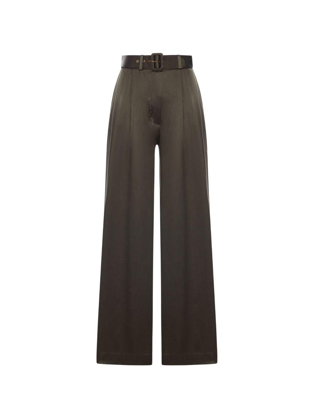 PANTALONI A GAMBA AMPIA CON CINTURA in verde oliva Zimmermann - donna 