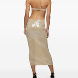 Abito marylin con paillettes in beige Oséree - donna 