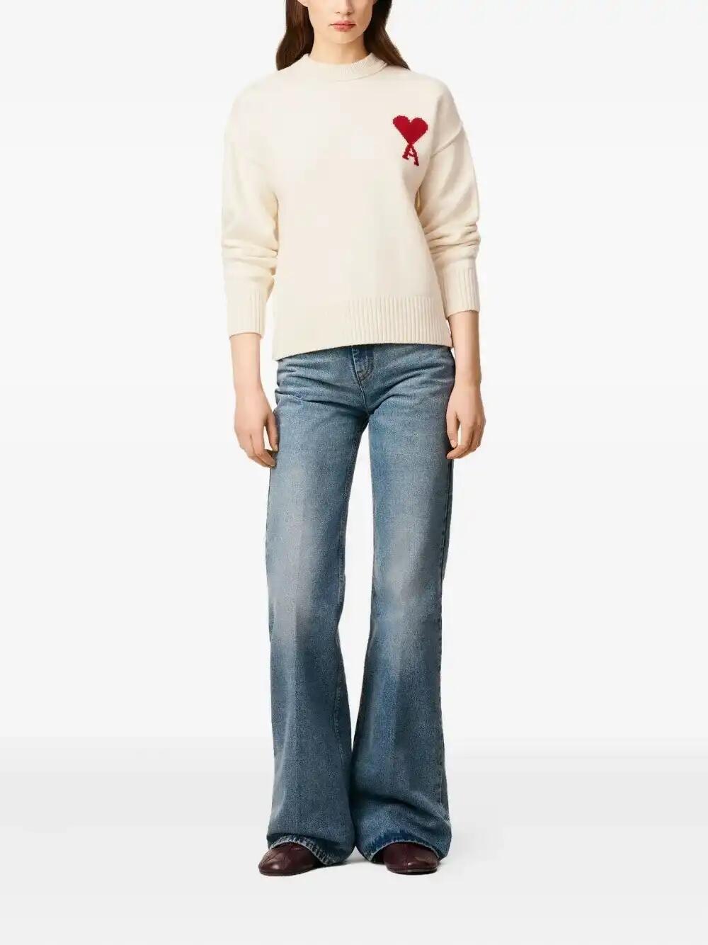 Maglione con logo in avorio Ami Paris - unisex 