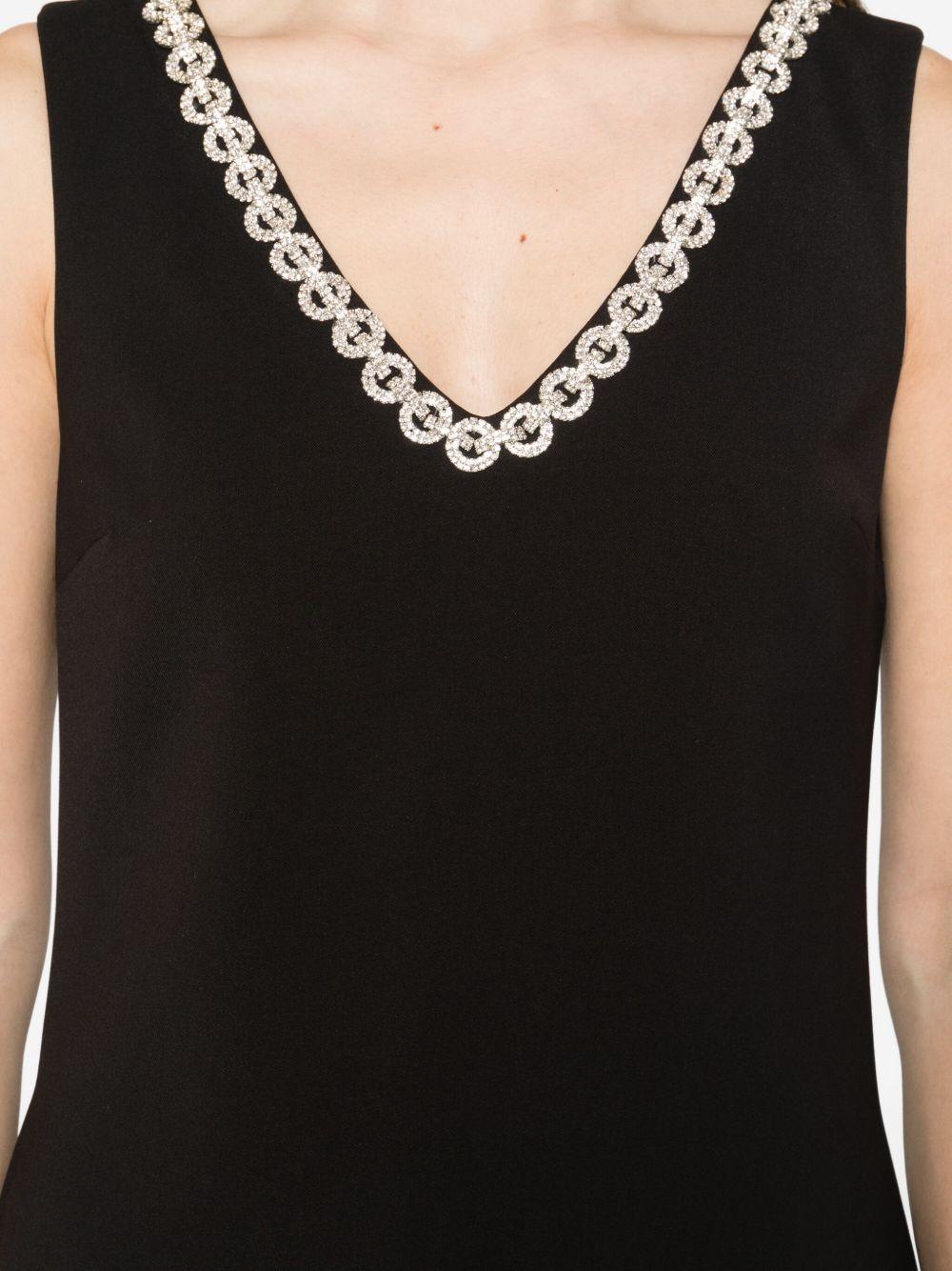 Abito con scollo a V e cristalli in nero Self-portrait - donna 