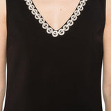 Abito con scollo a V e cristalli in nero Self-portrait - donna 