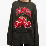 Maglione con intarsio cherry multicolore Ganni - donna 