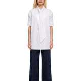 Camicia oversize con fiocco in bianco 