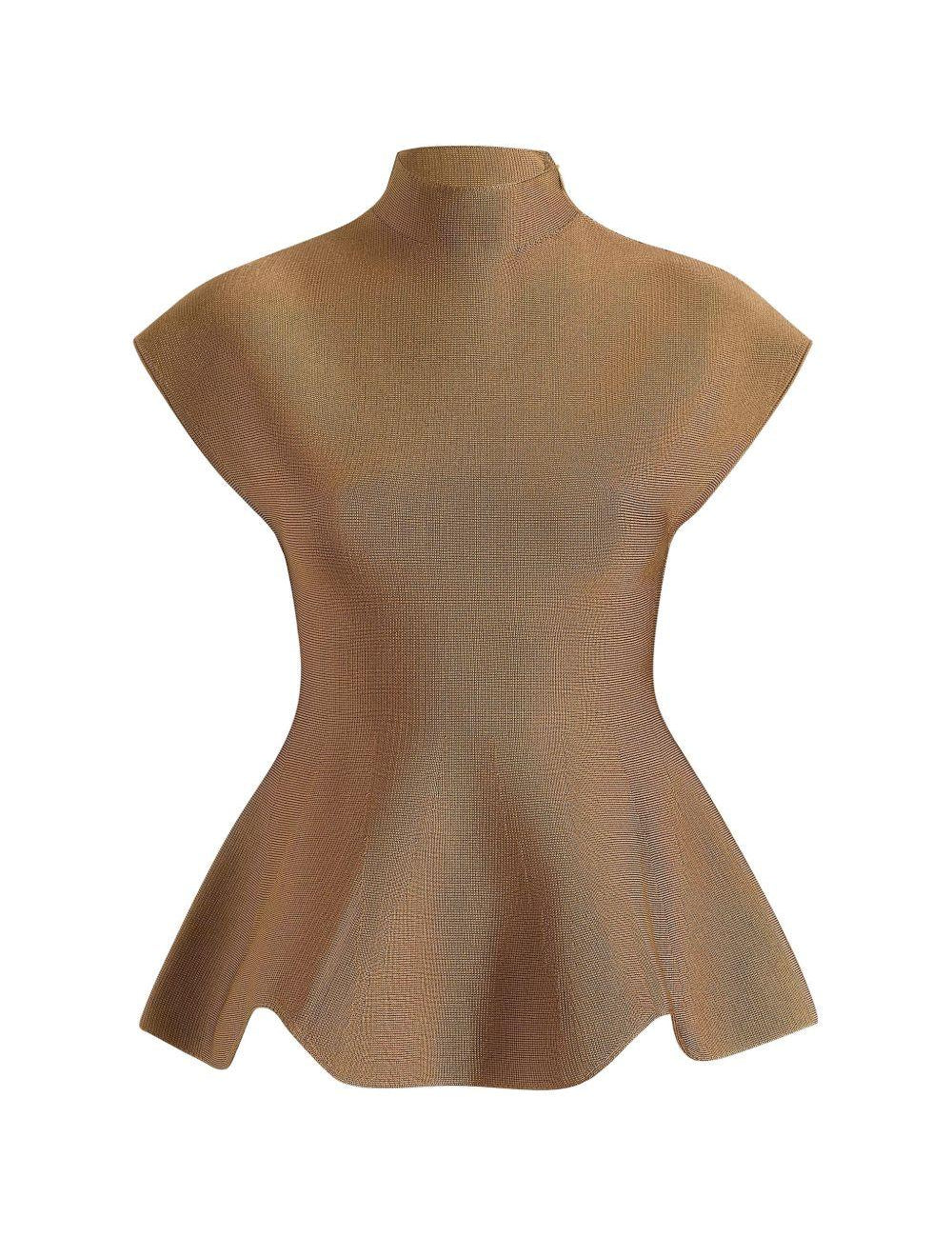 Top con orlo a peplum in marrone Khaite - donna 
