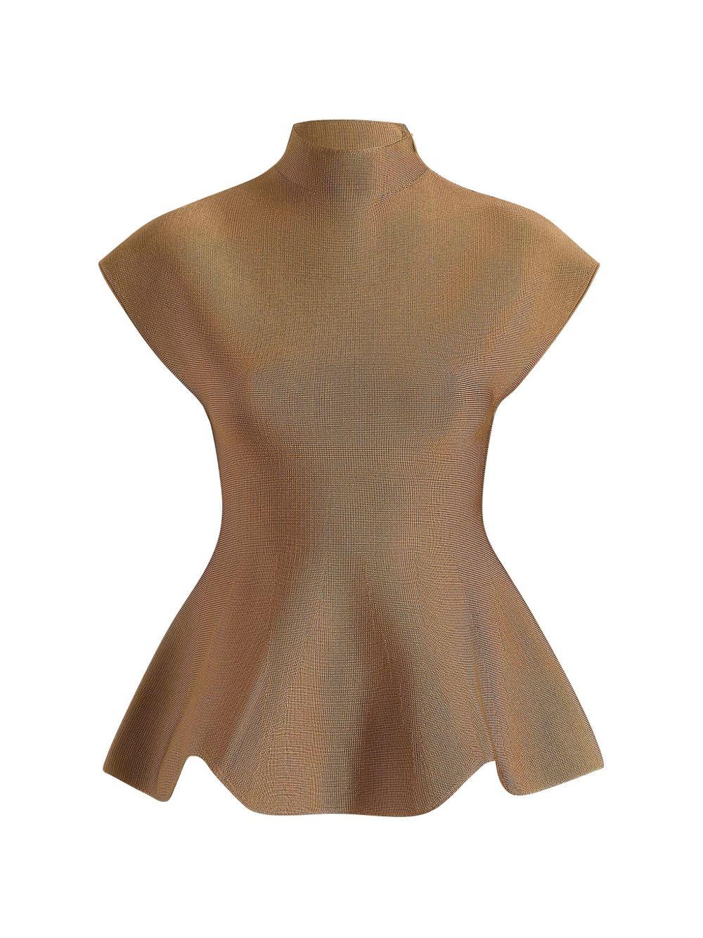 Top con orlo a peplum in marrone Khaite - donna 