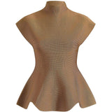 Top con orlo a peplum in marrone Khaite - donna 