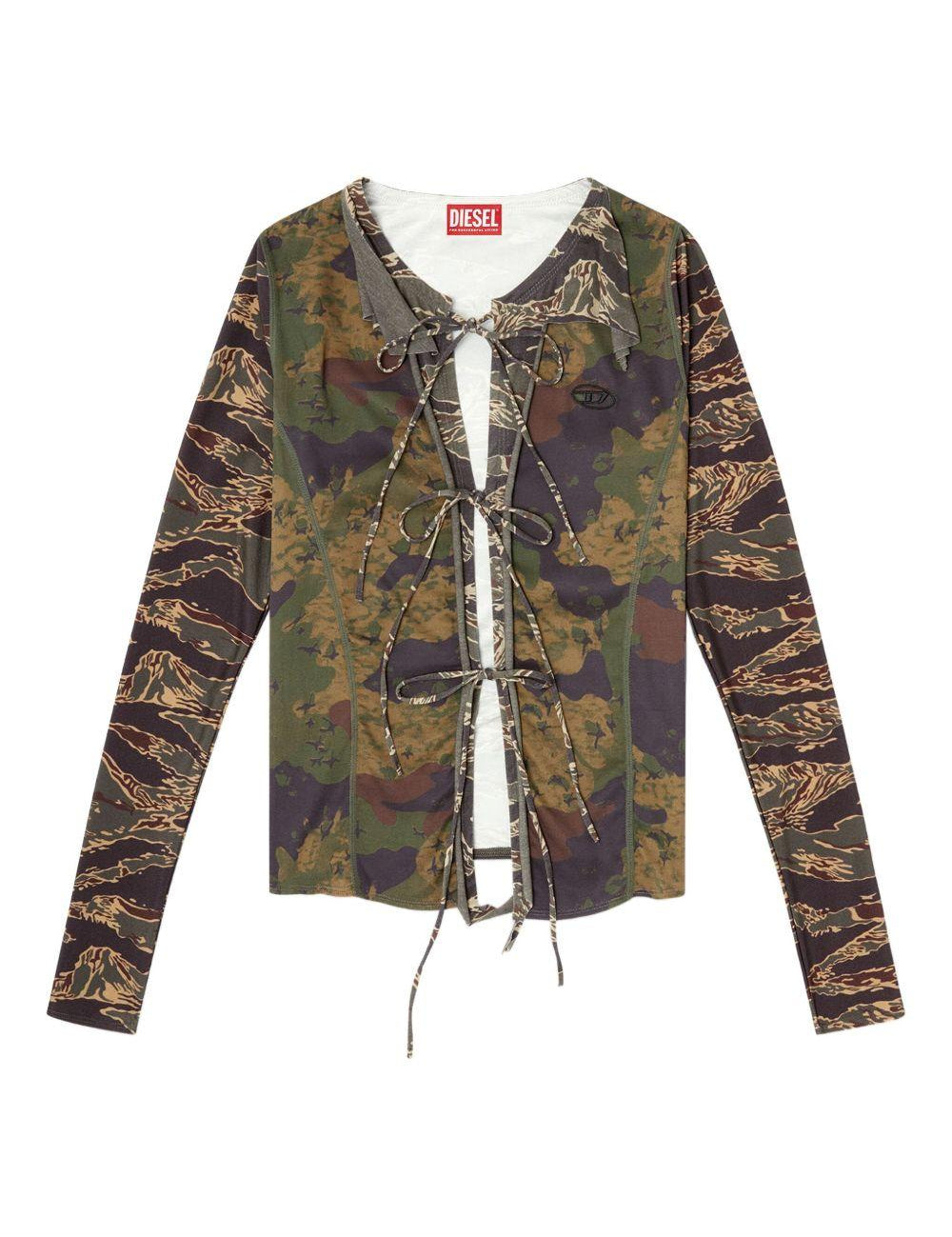 Top T-afry in verde Diesel - donna 