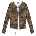 Top T-afry in verde Diesel - donna 