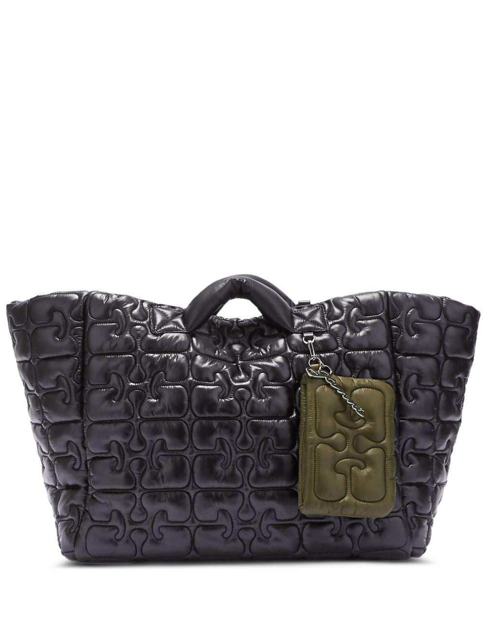 Borsa tote xxl trapuntata in nero Ganni - donna 