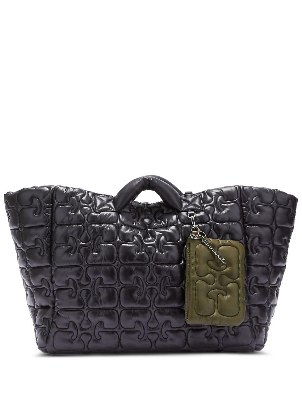 Borsa tote xxl trapuntata in nero Ganni - donna 