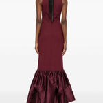 Abito lungo con volant in bordeaux Rotate holiday - donna 