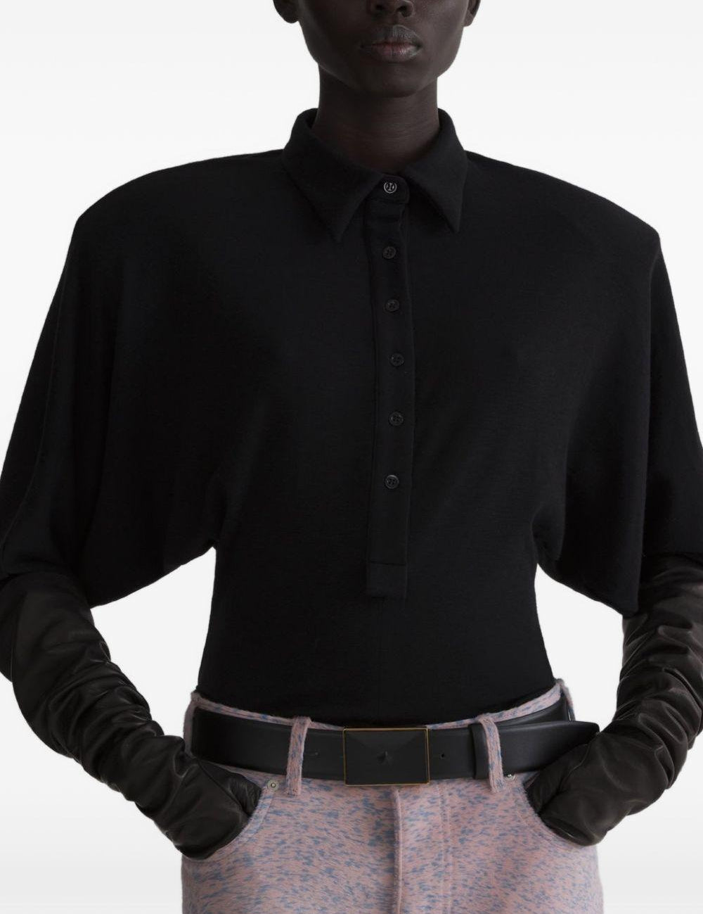 Body con colletto stile polo in nero 