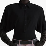 Body con colletto stile polo in nero 
