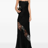 Abito in raso con finiture in pizzo in nero Alex perry - donna 