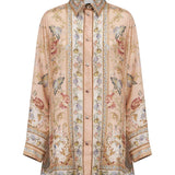 Camicia Roselight in seta floreale rosa 