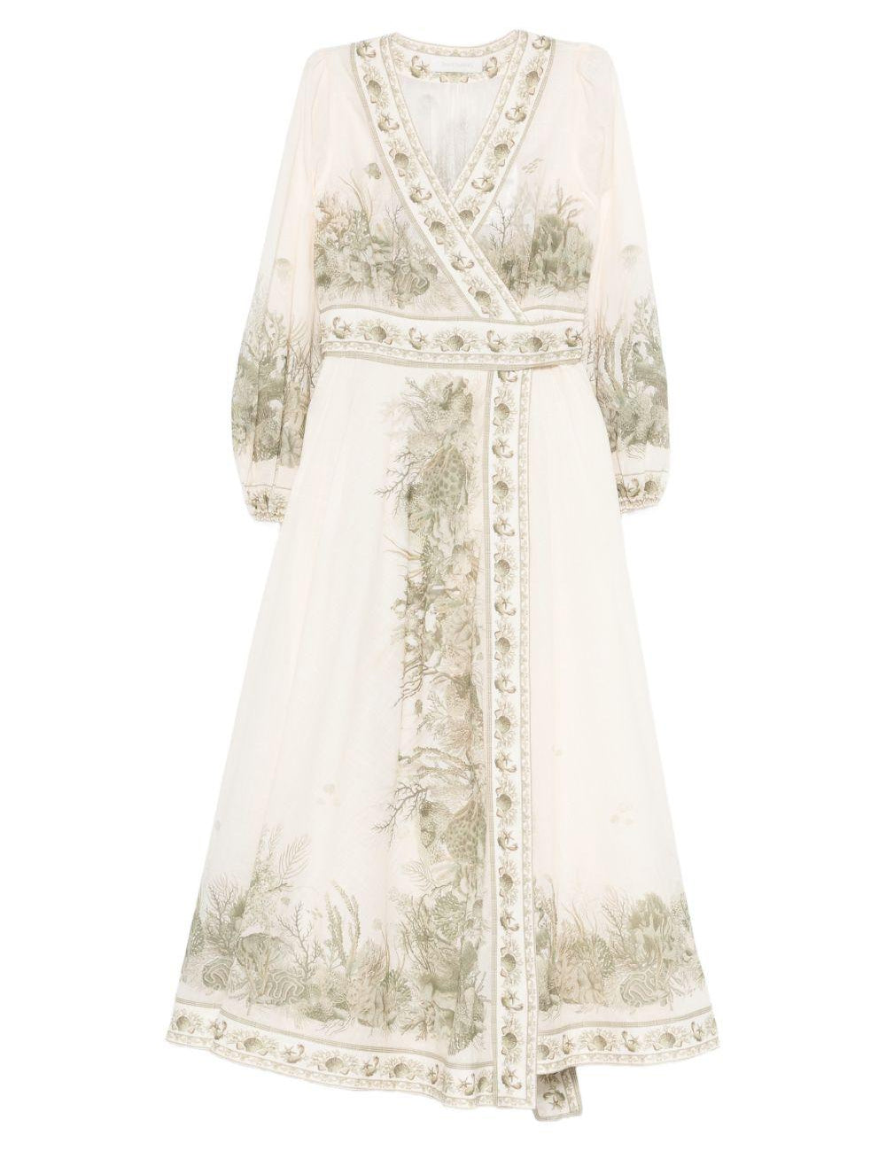 Abito midi a portafoglio Wanderlust in avorio Zimmermann - donna 