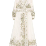 Abito midi a portafoglio Wanderlust in avorio Zimmermann - donna 