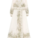 Abito midi a portafoglio Wanderlust in avorio Zimmermann - donna 