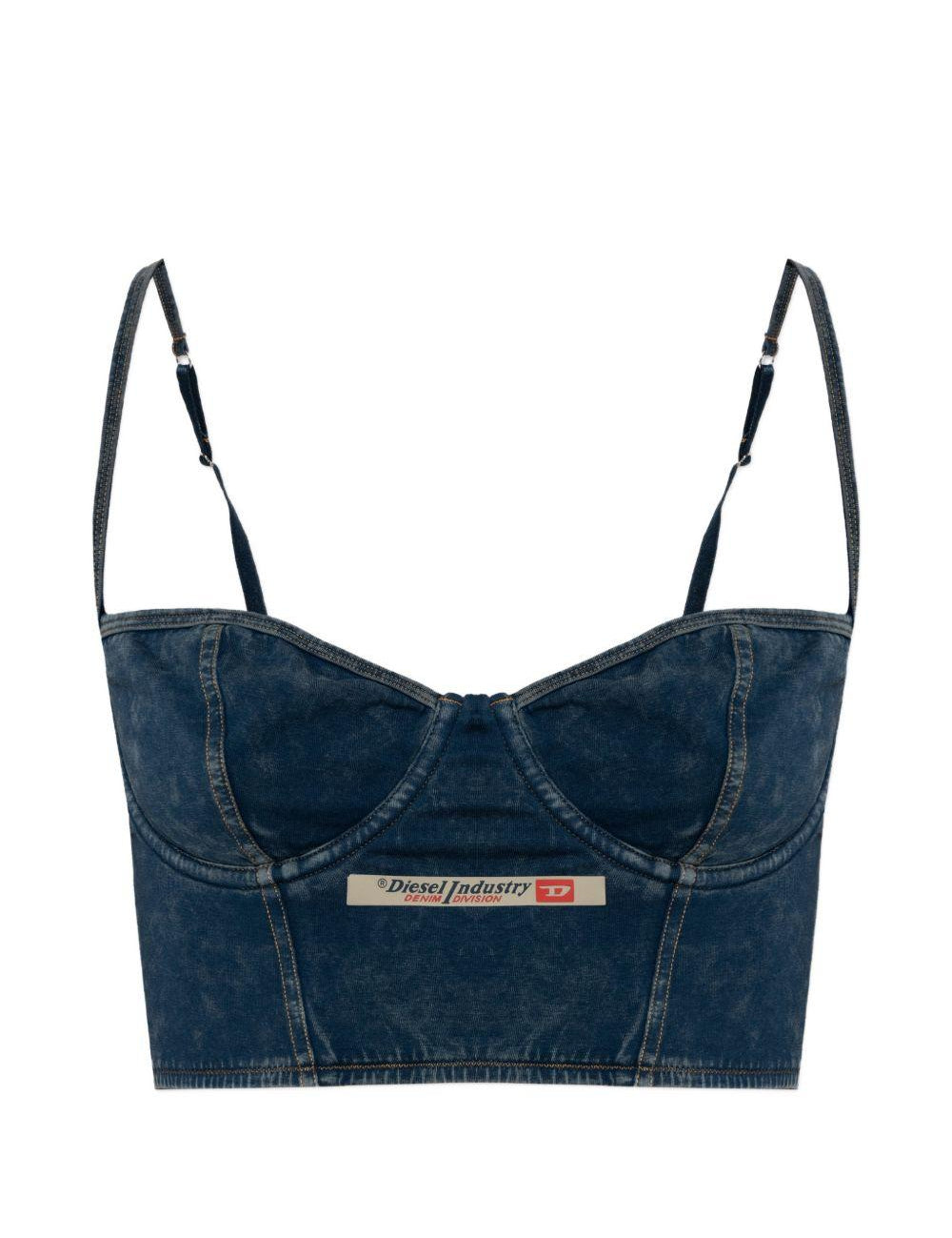 Top in denim con logo sheila-dnm i blu Diesel - donna 