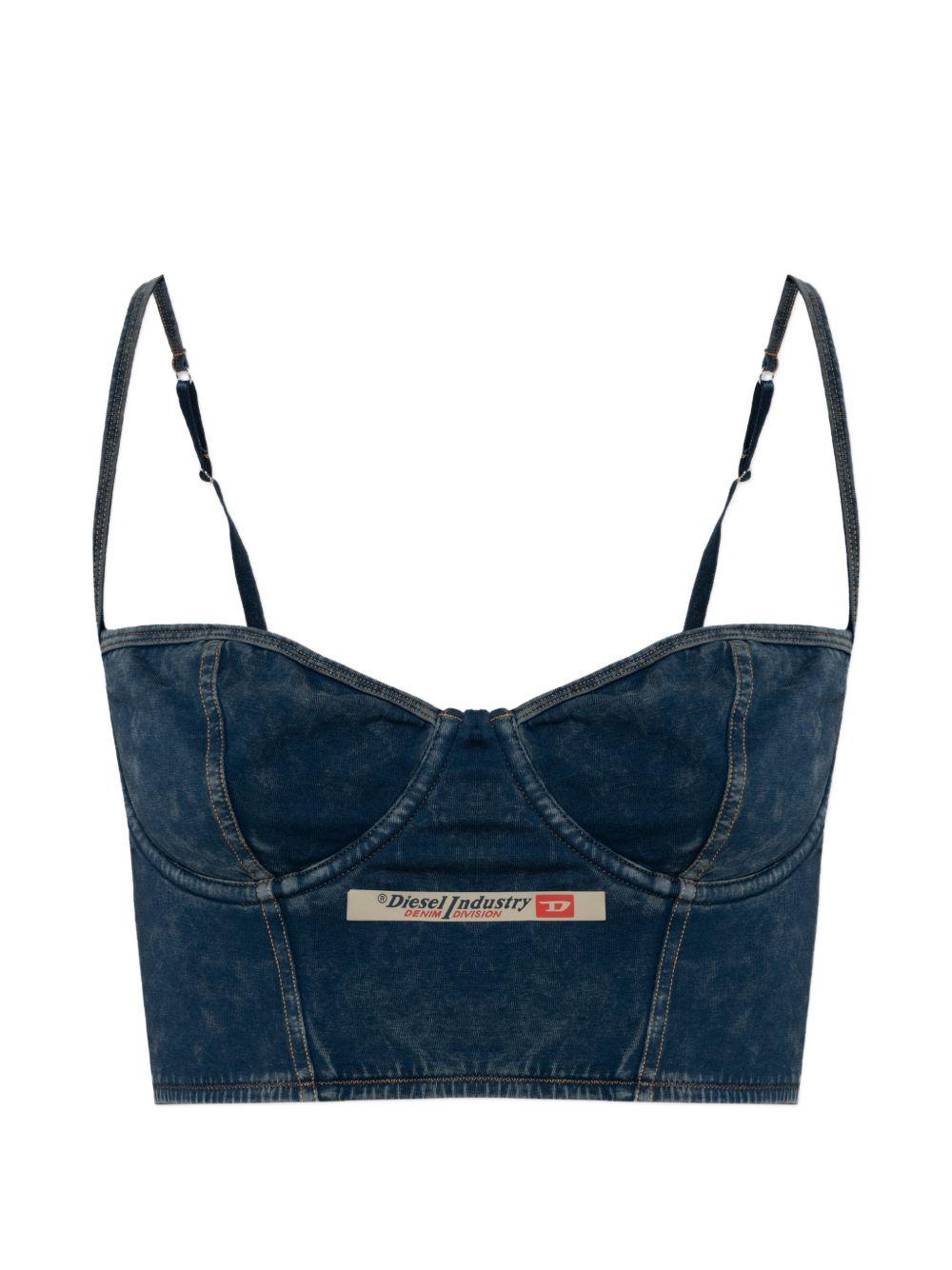 Top in denim con logo sheila-dnm i blu Diesel - donna 