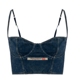 Top in denim con logo sheila-dnm i blu Diesel - donna 
