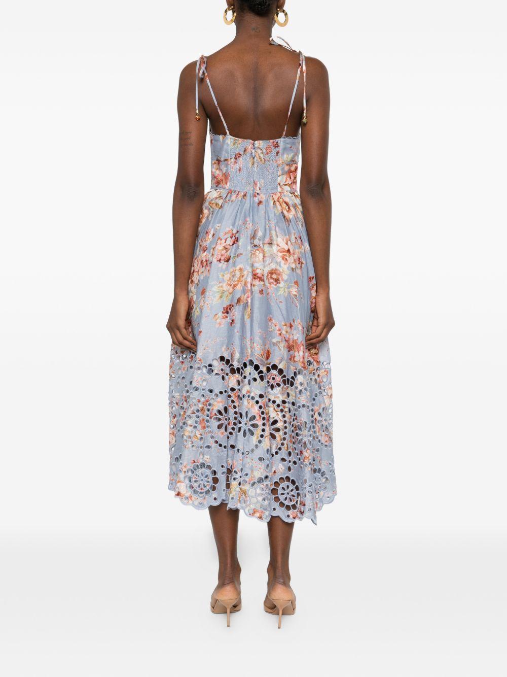 Abito midi Awaken Picnic a fiori in azzurro Zimmermann - donna 