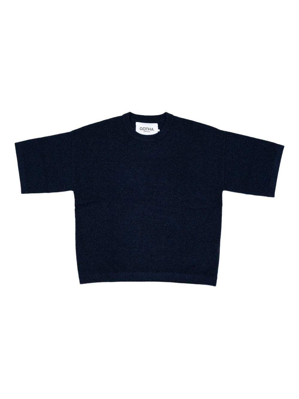 T-shirt in maglia in blu Gotha - uomo<BR/><BR/> 