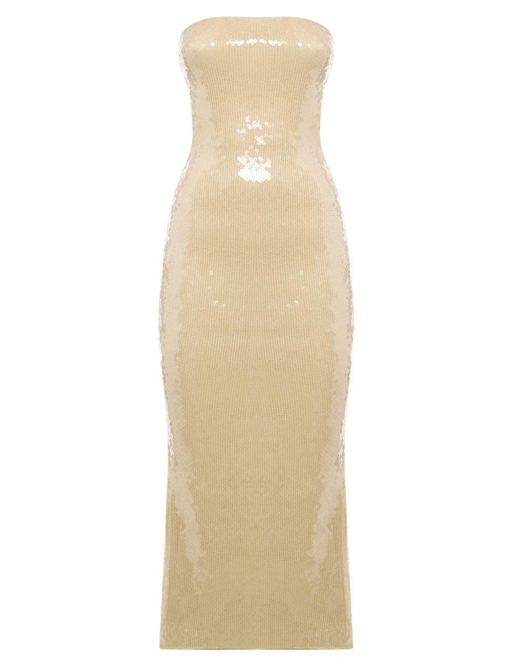 Abito marylin con paillettes in beige Oséree - donna 