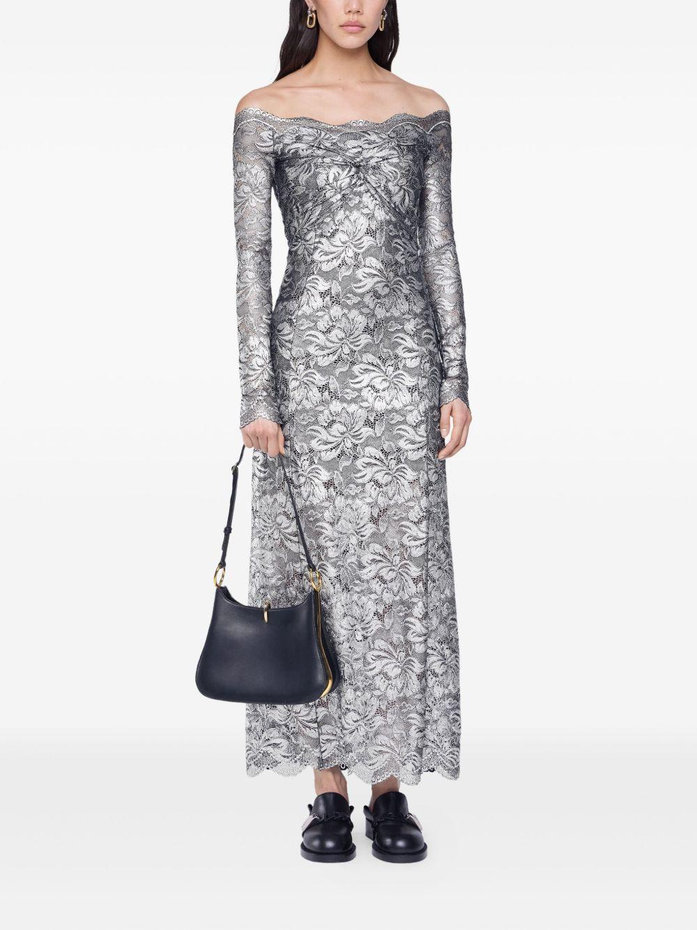 Abito in pizzo con spalle scoperte in grigio e argento  Rabanne - donna 