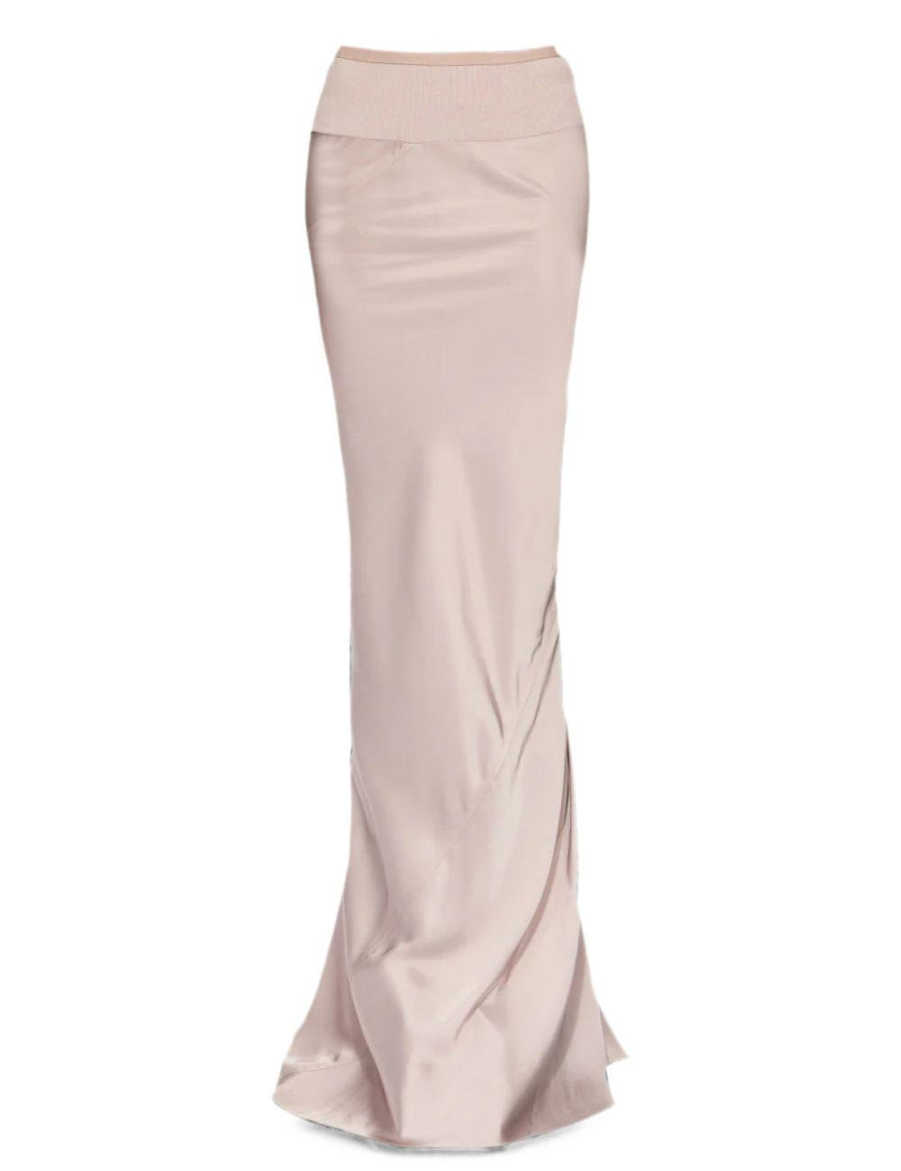 Gonna lunga con finitura satinata in beige 