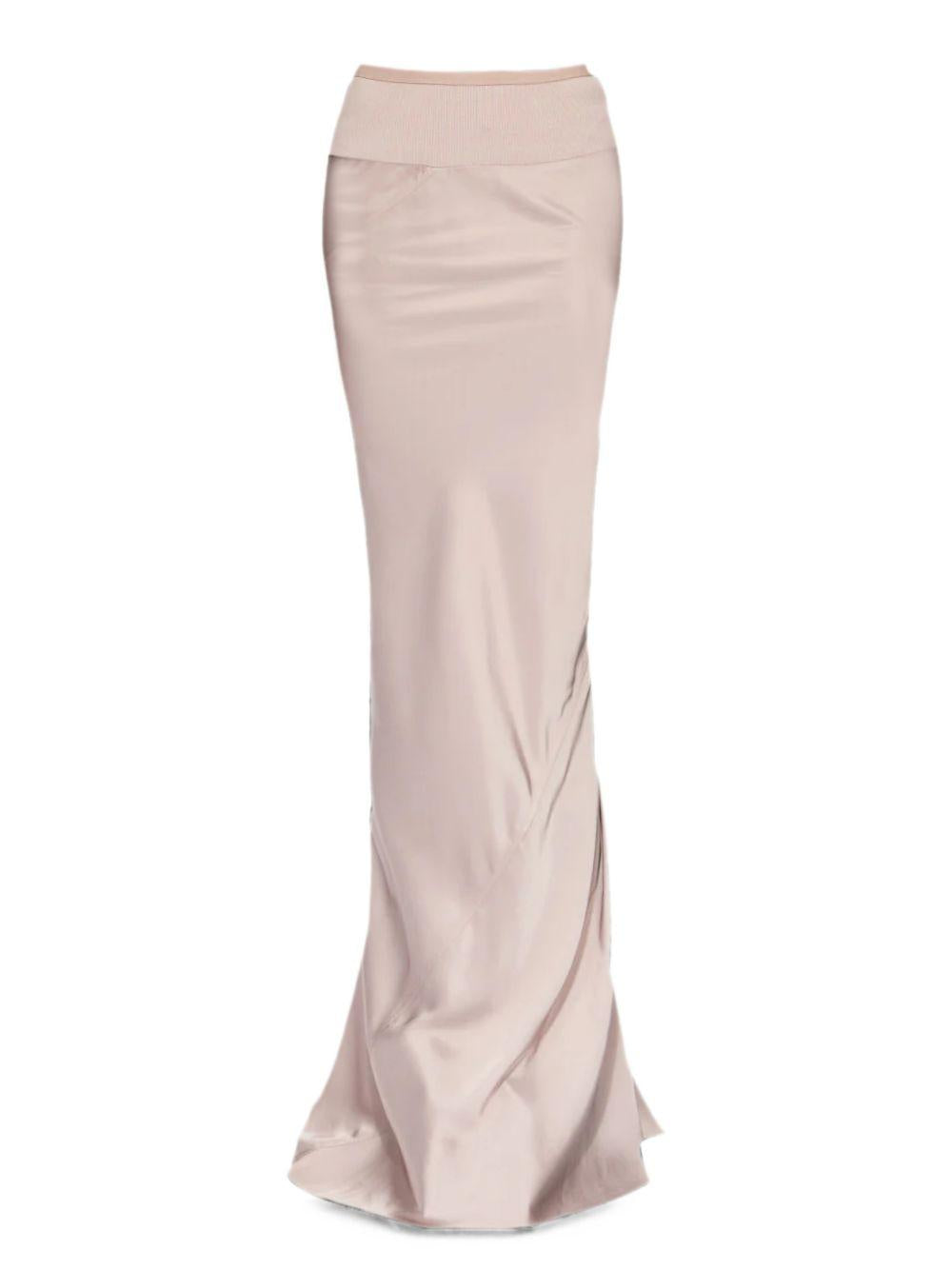 Gonna lunga con finitura satinata in beige 