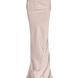 Gonna lunga con finitura satinata in beige 