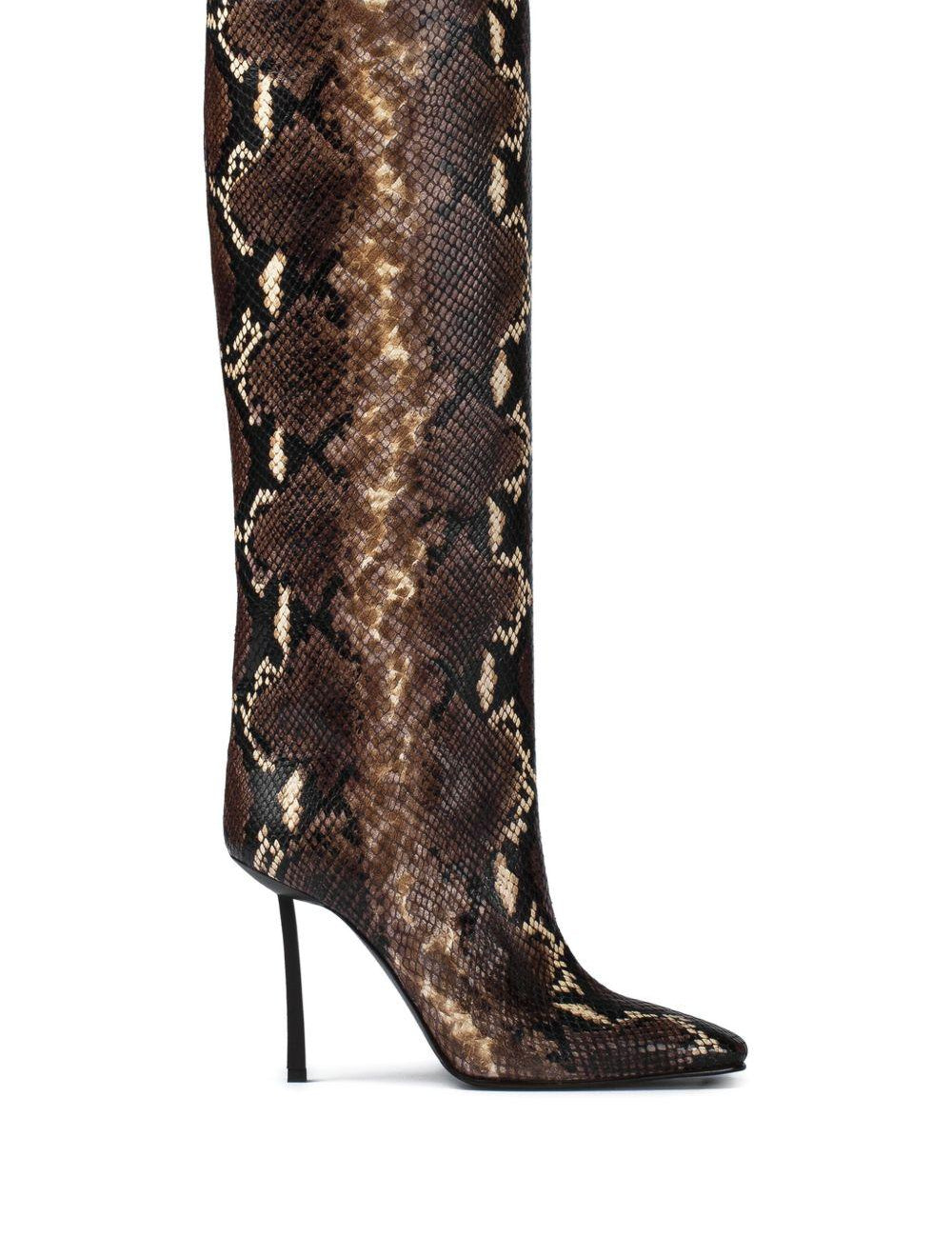 Stivali Vittoria in pelle stampata effetto serpente in marrone Le silla - donna 