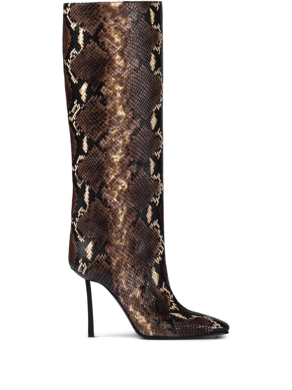 Stivali Vittoria in pelle stampata effetto serpente in marrone Le silla - donna 