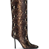 Stivali Vittoria in pelle stampata effetto serpente in marrone Le silla - donna 