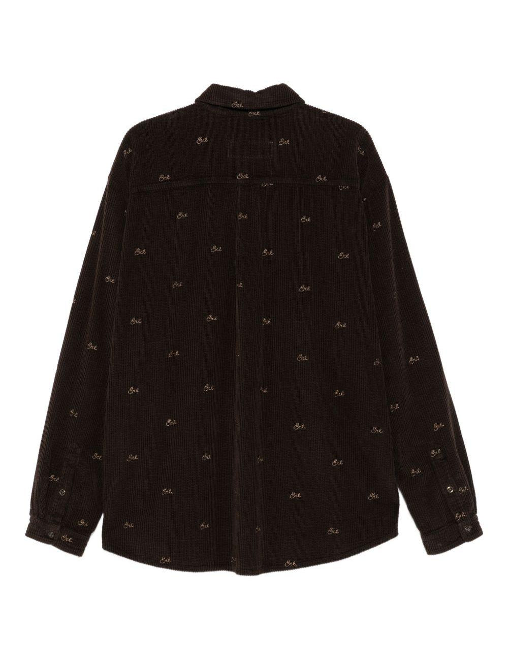 Camicia a coste con ricami  in marrone ERL - uomo 