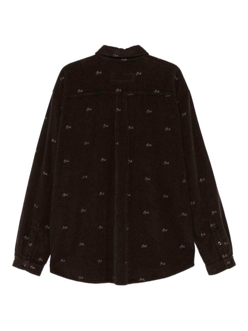 Camicia a coste con ricami  in marrone ERL - uomo 