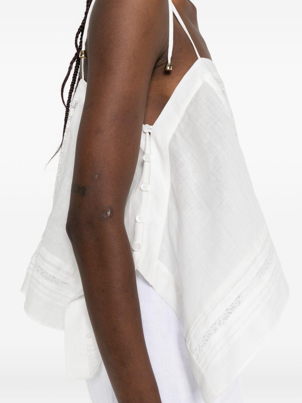 Top in ramie ricamato in bianco Self-portrait - donna 