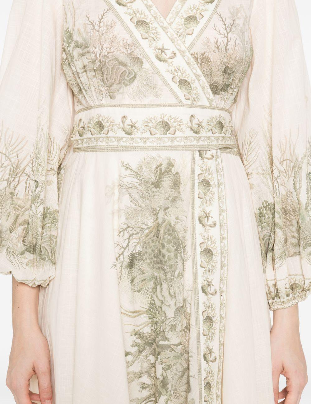 Abito midi a portafoglio Wanderlust in avorio Zimmermann - donna 