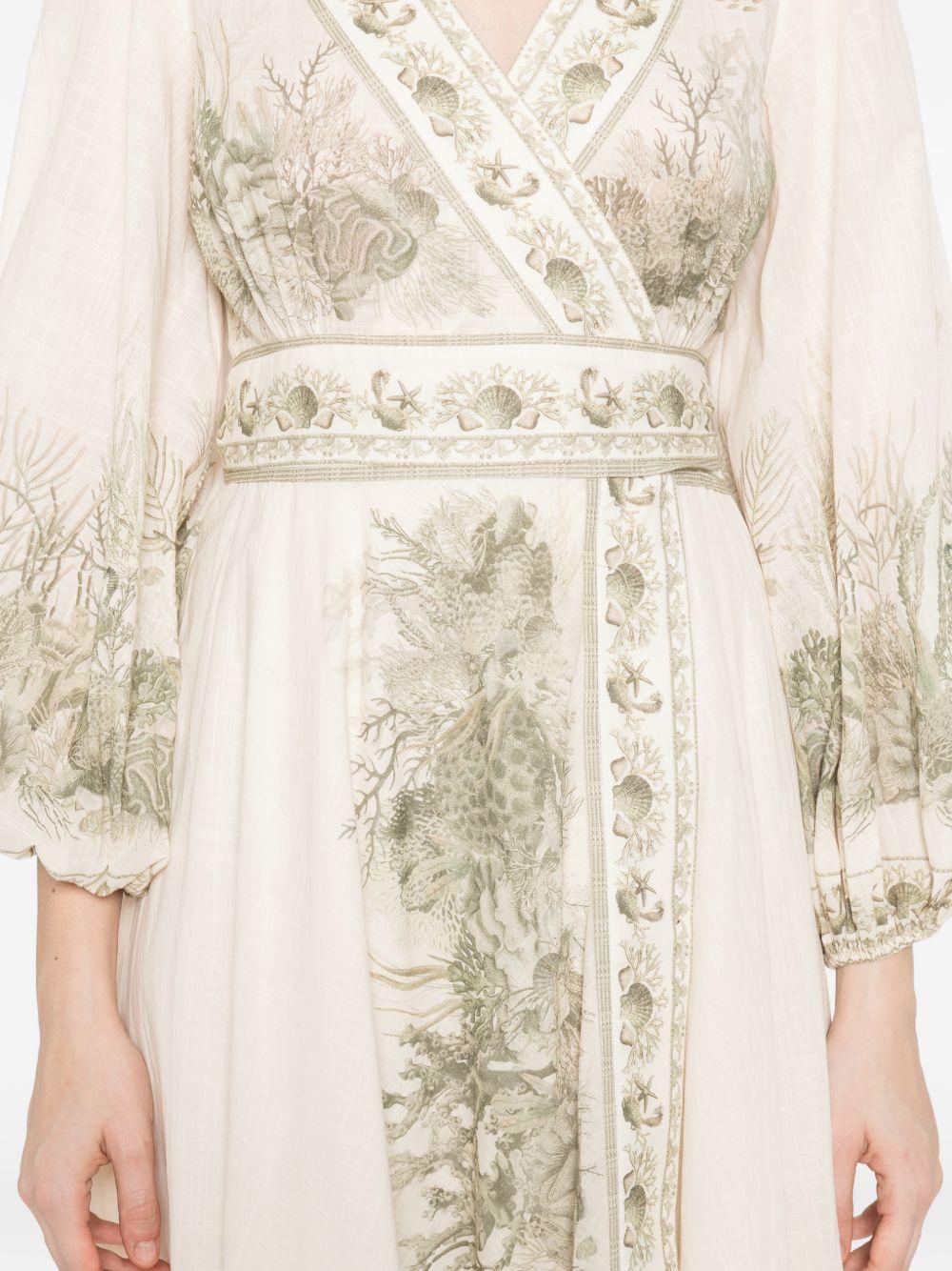 Abito midi a portafoglio Wanderlust in avorio Zimmermann - donna 