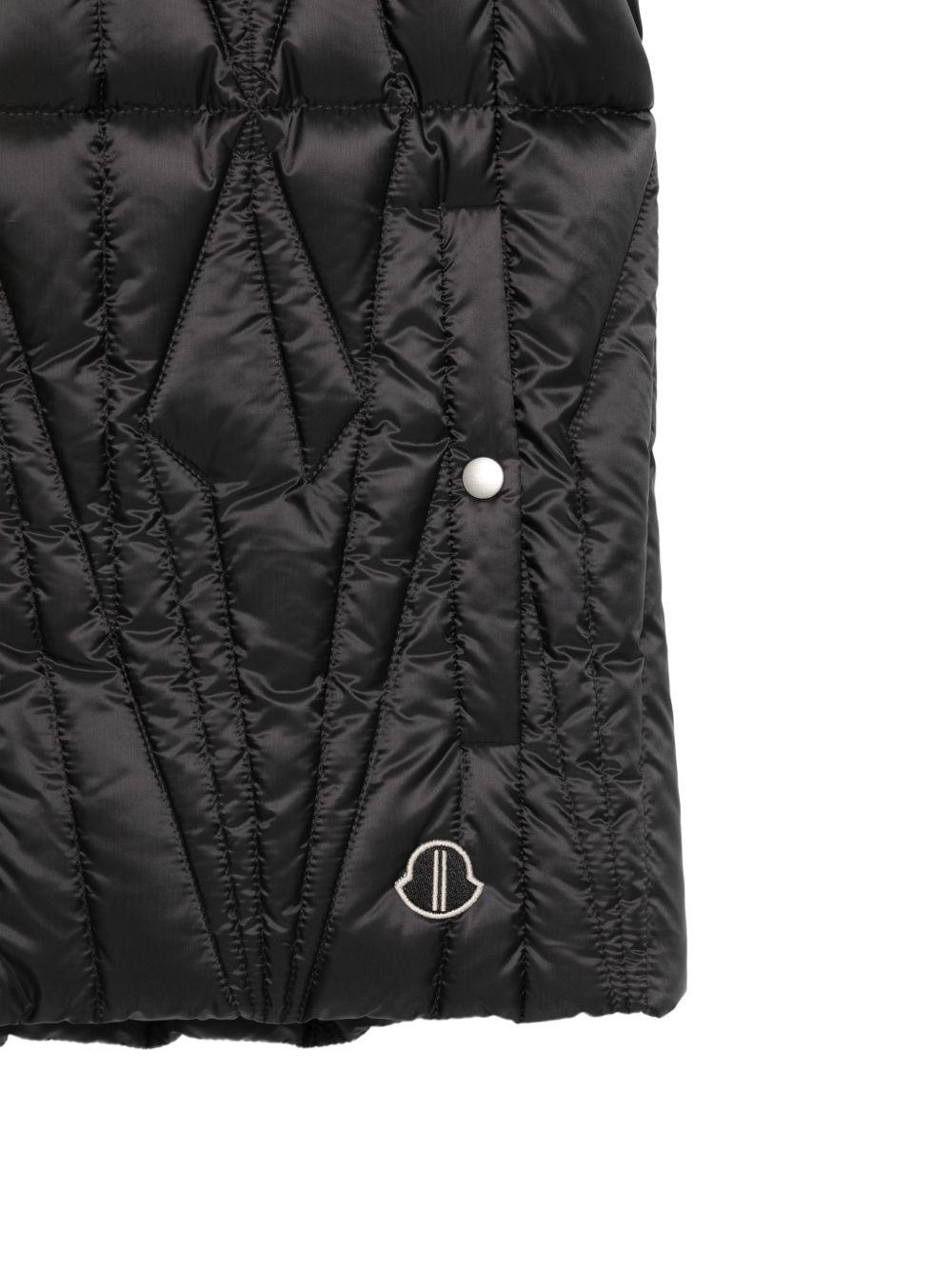 Gilet con cappuccio e design trapuntato geocamo in nero Rick Owens x Moncler - unisex<BR/> 