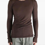 T-shirt a maniche lunghe a costine in marrone Rick owens - uomo 