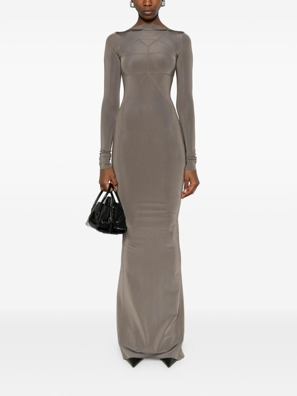 Abito lungo con cuciture in grigio Rick Owens - donna 