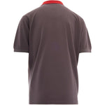 Polo con colletto a contrasto in marrone e rosso 