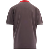 Polo con colletto a contrasto in marrone e rosso 
