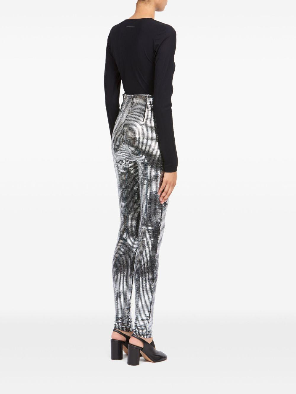 Pantaloni stretti metallici in argento MM6 Maison Margiela - uomo 