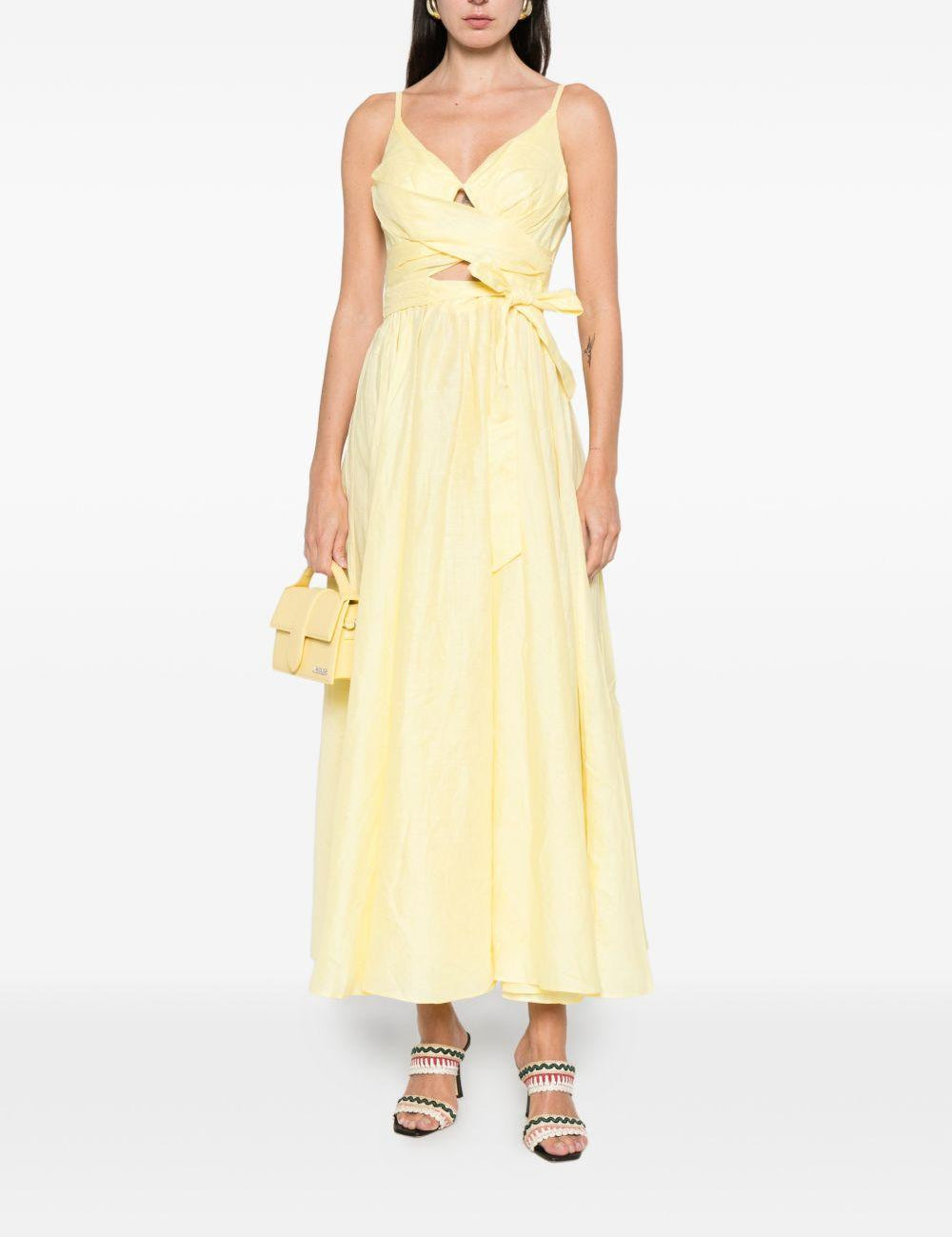 Abito midi con cintura in vita in giallo Zimmermann - donna 